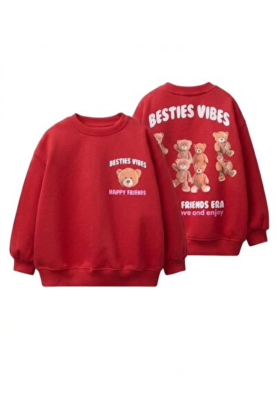 Genel Markalar BaBe by DT Unisex Çocuk Oversize Ayı Detaylı Sweatshirt 2-7 Yaş