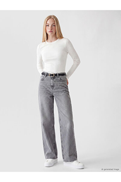 LC Waikiki Vizyon New Season Gray Wideleg Women's Jean Pants