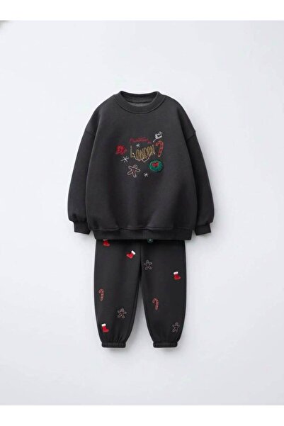Genel Markalar BaBe by DT Unisex Çocuk Oversize Yılbaşı Temalı Alt Üst 2'li E...