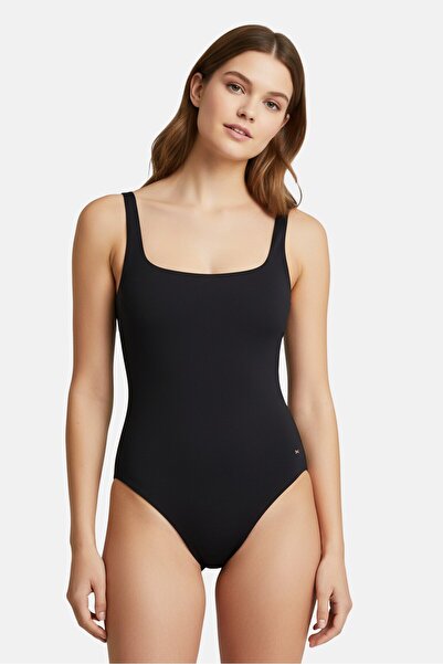 Tommy Hilfiger Women One Piece Brand Logo Swimsuit, Black