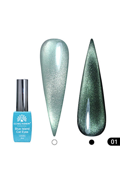 global fashion Ημιμόνιμο βερνίκι νυχιών Cat eye, Blue Island 8 ml, 01