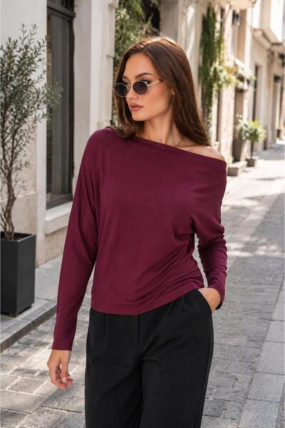 ŞİMAL Bluză de damă cu decolteu bărcuță și mâneci liliac 265074 -