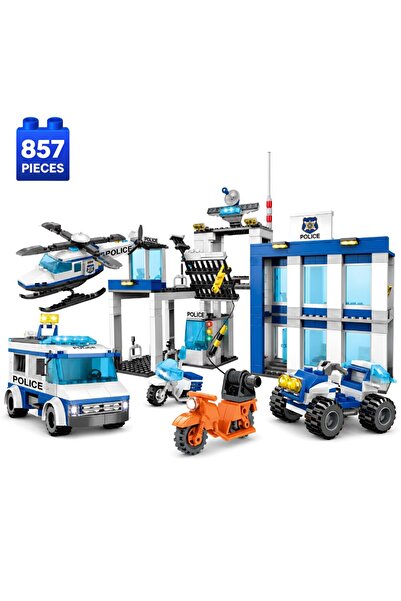 Minibric Building Set with Blocks Type Parts Built 857 Pieces City Police Veh...