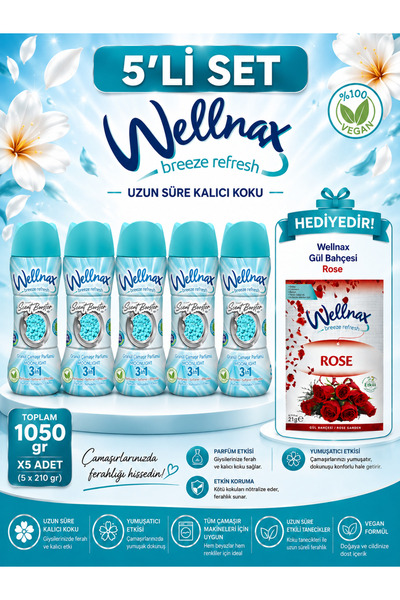 Wellnax Granül Çamaşır Parfümü ve Yumuşatıcısı - Moonlight 5 li Set 5x210gr