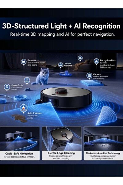 Jonr X9 PRO Robot Vacuum & Mop, 20,000Pa Powerful Suction, Continuous Fresh Water Self-Cleaning Roller, Hot Water Mop Washing, AI Obstacle Avoidance, Smart Navigation, Self-Empty Dock for Hard Floors