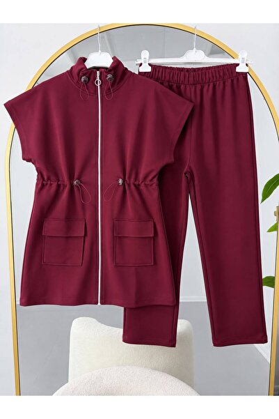EC MODA Women's Waist-Cinched Vest and Hijab Pants Set