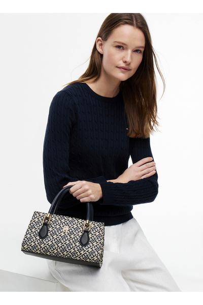 Tommy Hilfiger Lacivert Kadın El Çantası TH GRACE MINI SATCHEL JACQUARD