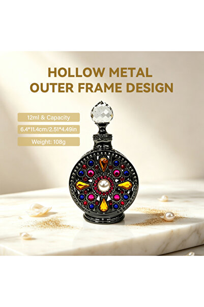 ARIANA Retro Arabian Style Rhinestone Perfume Bottle, Luxury Crystal Stopper ...