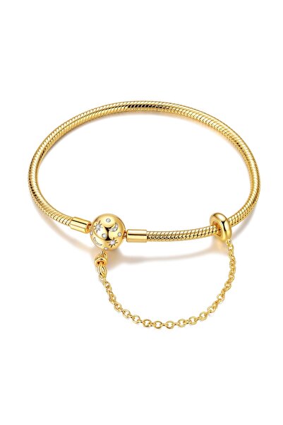 Choice15 18cm KTB023-GD Original 925 Sterling Silver Gold Bracelet Bangle Gol...