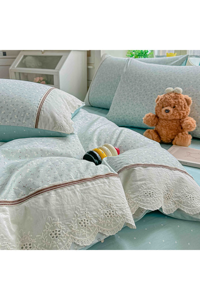 OEM %100 cotton% Lace Duvet Cover Set Set – 4 Pieces, Stretchy Sheet
