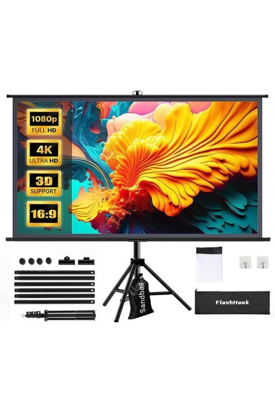 COOLHAWK Portable 120 inch 16:9 Foldable Projection Screen Soft Curtain With ...