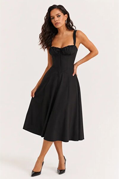 CARLA MARA Double Atlas Fabric Stylish Midi Dress