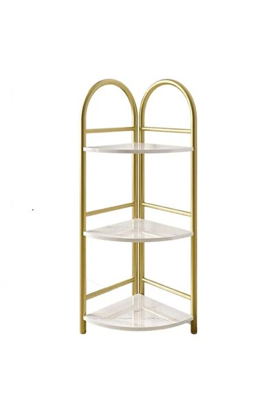 Promagg Etajeră decorativă de colț cu 3 niveluri - Design auriu cu efect de m...