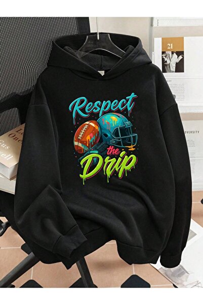 SVART WEAR Children's Respect the Drip Printed Hoodie Hooded Sweatshirt Combe...