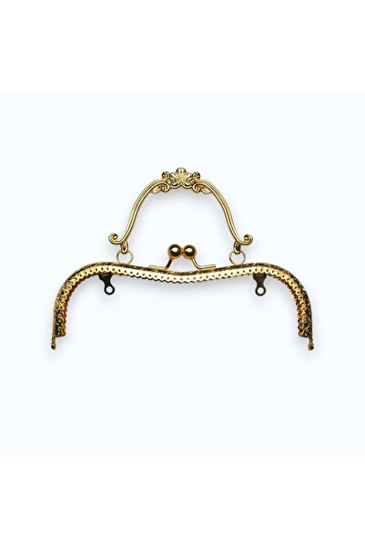Kanguroom Gold Renkli Çiçek Desenli Metal Çanta Klipsi 20 cm