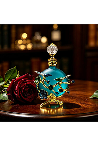 ARIANA Vintage Style 30ml Refillable Glass Perfume Bottle with Metal Stand, E...