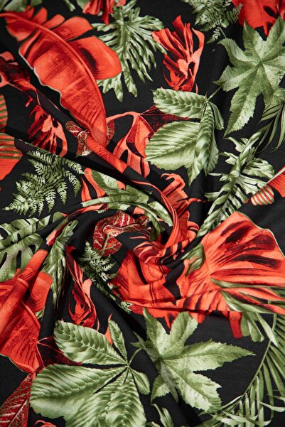 Roxxlen Țesătură cu model floral pe fundal negru 100x150 cm pentru rochii și ...