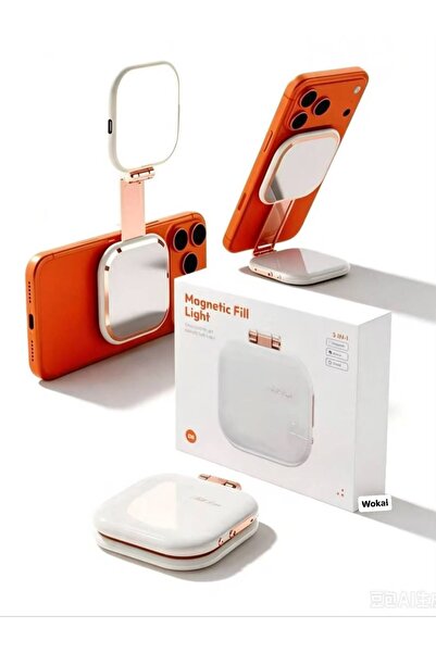 Wokai 4in1 MagSafe Selfie Işığı Profesyonel Aynalı LED Telefon Işığı Katlanır Stand Manyetik Makyaj Işığı