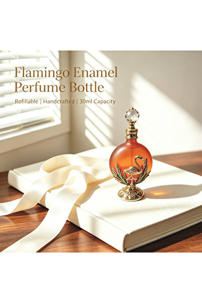 ARIANA Luxury 30ml Glass Perfume Bottle with Vintage Flamingo Decor, Refillab...