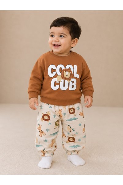 Victor and Jane Boys 2-Piece Graphic Sweatshirt & Printed Jogger Pants Set