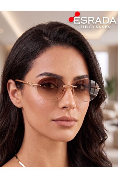 ESRADA 3104D 602180 2569 02 Uv400 Protected Brown Color Gold Detailed Women's...