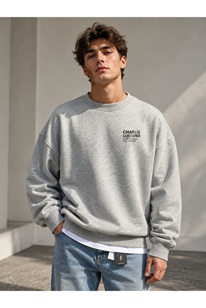 ZAVIXO Unisex Φούτερ με μίνιμαλ στάμπα με κείμενο, μεγάλο μέγεθος, με λαιμόκο...