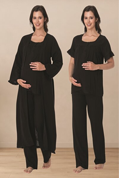 Puerpera Effortt Muslin Fabric Maternity Pajama Set and Dressing Gown 3084
