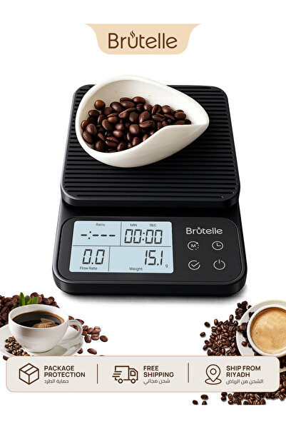 Brutelle ميزان قهوة رقمي V60 يعمل بالبطارية مع مؤقت، دقة عالية 0.1 جرام، ميزا...