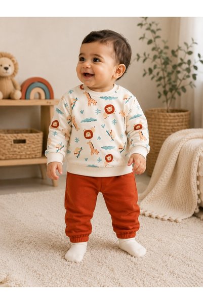 Victor and Jane Boys 2-Piece Printed Sweatshirt & Cargo Jogger Pants Set