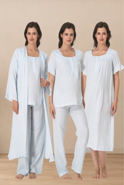 Puerpera Effortt Muslin Fabric Maternity Nightgown, Dressing Gown and Pajama ...
