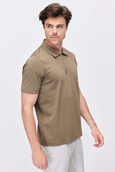 PAULMARK Men's Half Zip Polo Neck T-Shirt