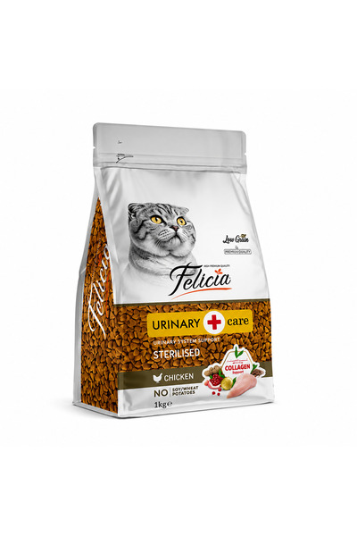 Felicia 1 Kg Kolajenli Tavuklu Az Tahıllı Kısırlaştırılmış Kedi Maması HypoAl...