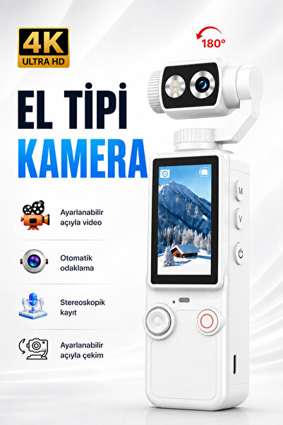 Abbruch 4K Taşınabilir El Kamerası 180° Ayarlanabilir Başlık Otomatik Odaklam...