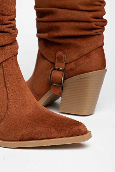 MS SUGAR SHOES Women's Tan Western Cowboy Boots Pointed Toe Drawstring Buckle...
