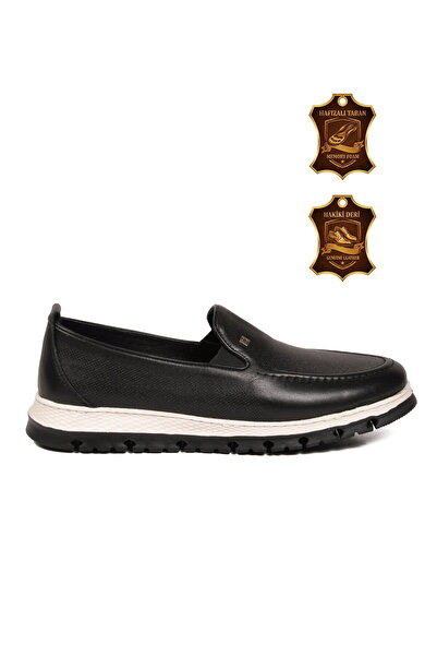 Voyager Black Genuine Leather Men's Casual Shoes
