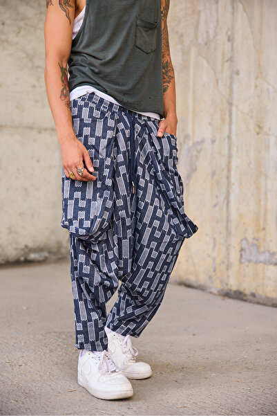 Superbluemexico Men's Loose-Fitting Avant-Garde Shalwar Trousers