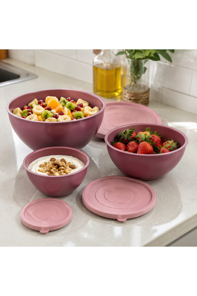 kitchen soft 3’lü İç İçe Geçebilen Kapaklı Plastik Saklama Kabı Seti 18-14-10...