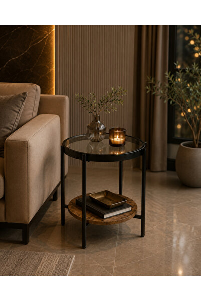 Palma homez طاولة جانبية خشب بني وأسود 45×45 سم