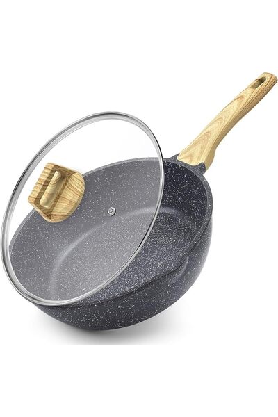 GENERAL Nonstick Deep Saute Pan with Lid Induction Compatible, Granite Cookwa...
