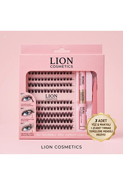 lion cosmetics 140 Adet Takma Tekli Küme Temu Kirpik 10-14mm MIX