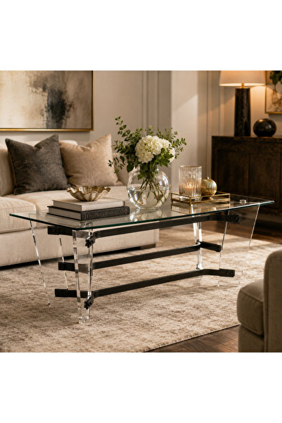 Palma homez طاولة قهوة أكريلك أسود 60×120 سم