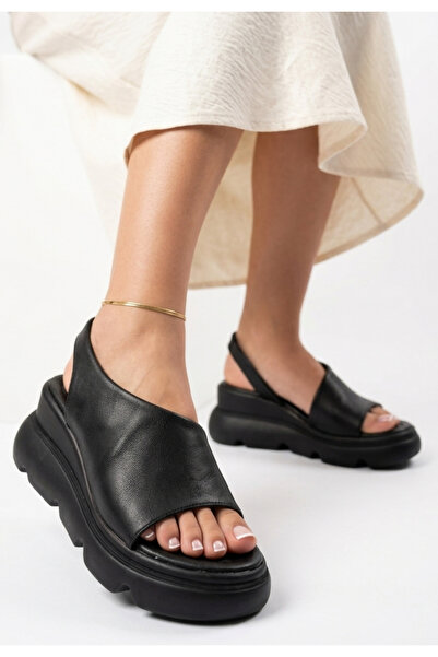 pabucmarketi Black Women's Wedge Heel Sandals