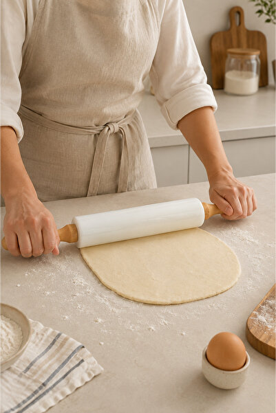 Kitchen Way Silicone Rolling Pin with Bamboo Handle, Non-Stick Dough Rolling ...