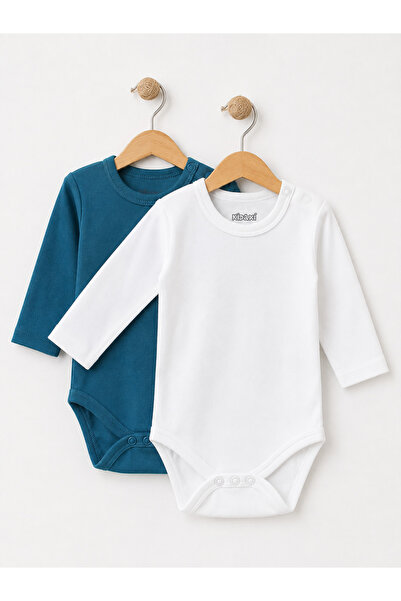 Kidaxi 2-Piece Long Sleeve Snap Fastener Bodysuit