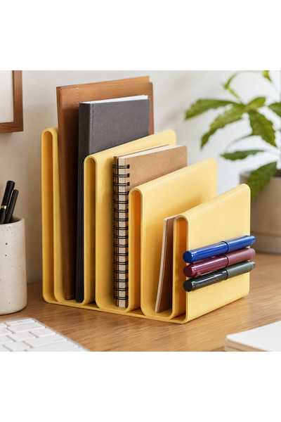 artemoris Desktop Bookshelf and Organizer Multi-Compartment Notebook Book Org...