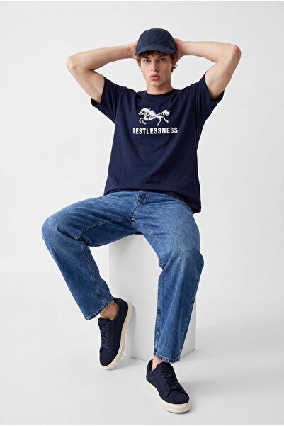 PAULMARK Erkek Baskılı Oversize Tişört