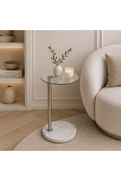 Palma homez Side Table Glass Silver 35X35 cm