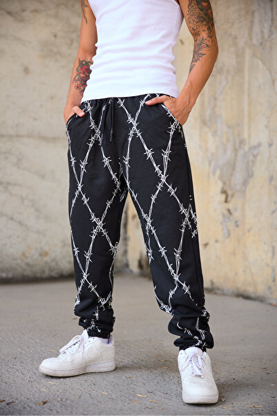 Superbluemexico Men's Jogger Pants with Elastic Waist and Cuffs