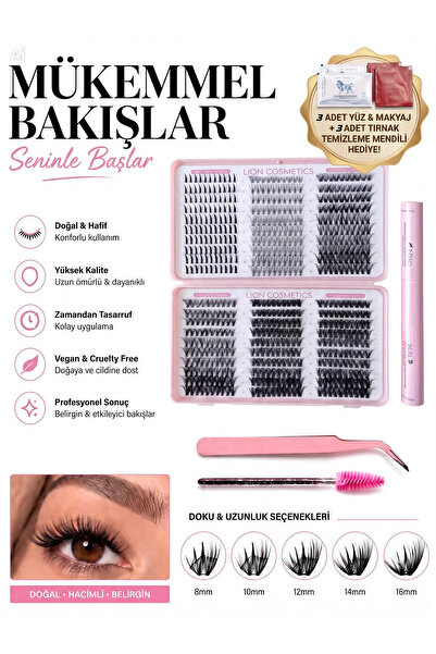 lion cosmetics 600 Adet Temu Takma Kirpik 20P 30P 40P 50P 60P ve Tilki Kuyruk...