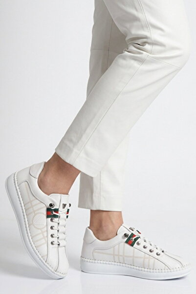 Voyager White Genuine Leather Women's Casual Shoes